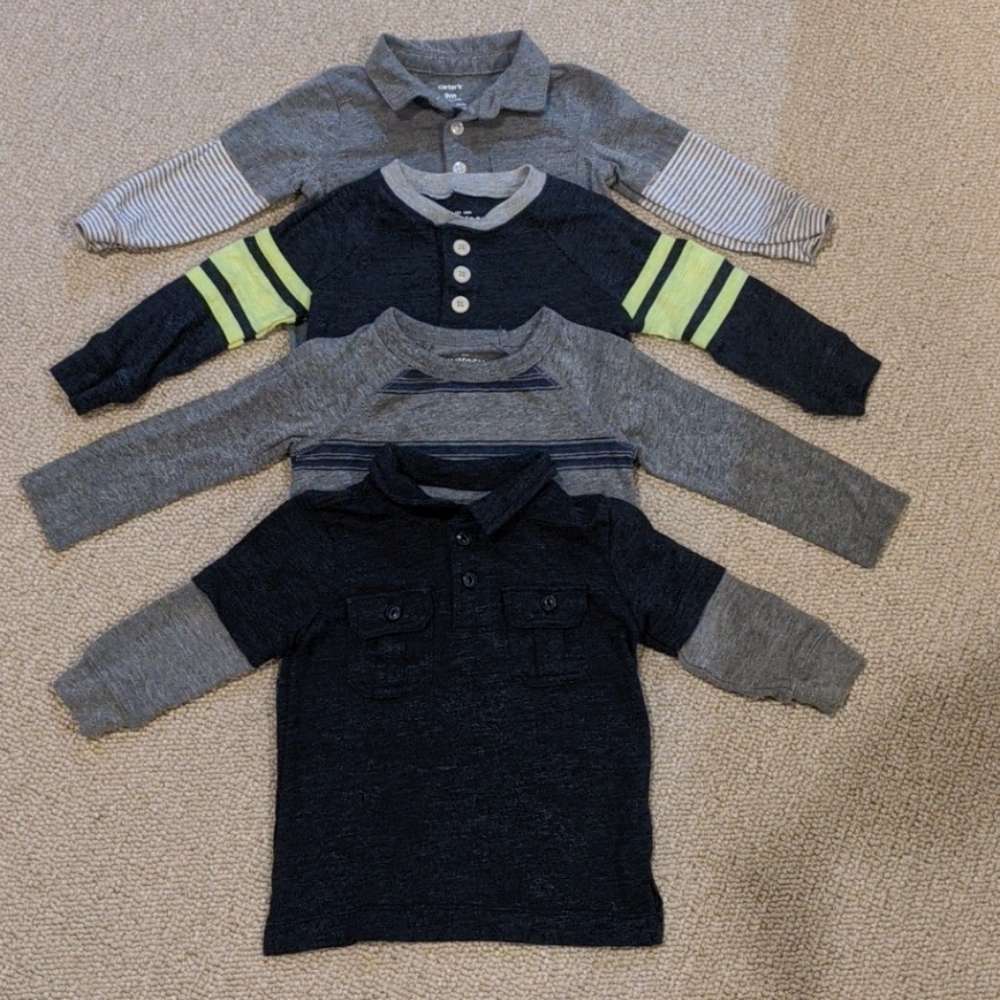 Bundle of 4, size 6-9 months long sleeve tees.